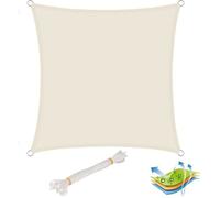 WOLTU Voile d'ombrage carré 2x2 m Imperméable Anti 93% UV résistant à l'eau Protection Contre Le Vent Polyester avec Protection UV pour Jardin terrasse Camping Crème