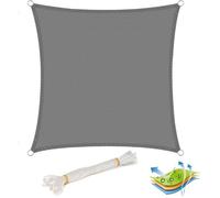 WOLTU Voile d'ombrage carré 4x4 m Respirante en HDPE, Toile d'ombrage Protection Solaire, Anti 85% UV Contre Le Vent, pour Jardin terrasse Camping Gris