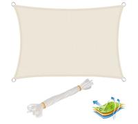WOLTU Voile d'ombrage rectangulaire 5x7 m Imperméable Anti 93% UV résistant à l'eau Protection Contre Le Vent Polyester avec Protection UV pour Jardin terrasse Camping Crème
