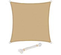 WOLTU Voile d'ombrage carré 4x4 m Respirante en HDPE, Toile d'ombrage Protection Solaire, Anti 85% UV Contre Le Vent, pour Jardin terrasse Camping Sable