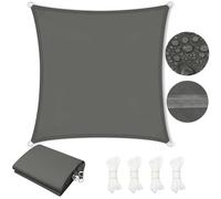 WOLTU Voile d'Ombrage Imperméable en PES, 200 g/m² Polyester, Toile Parasol Protection Solaire et Rayons UV avec Œillets D et Cordes pour Patio Balcon Terrasse Camping Extérieur, 3,6x3,6 m, Gris foncé