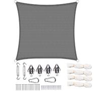 Voile d'ombrage Woltu Voile d'ombrage rectangulaire 2x2m. Protection Solaire HDPE perméable à l'air. Protection UV avec kit de Fixation.Gris