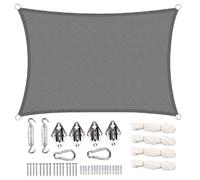 WOLTU Voile d'ombrage rectangulaire 4 x 5 m - Protection Solaire HDPE perméable à l'air - Protection UV avec kit de Fixation