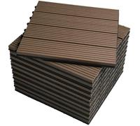 WOLTU WPC Carrelage de sol 30x30cm Revêtement de sol pour extèrieur en composite bois-plastique Jardin terrasse système plug-in, Brun 22 pièces / 2 m²