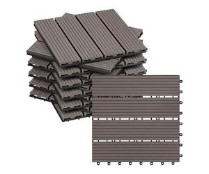 WOLTU WPC Carrelage de Sol 30x30cm Revêtement de Sol pour extèrieur en Composite Bois-Plastique Jardin terrasse système Plug-in, Café 11 pièces / 1 m²
