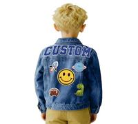 WolunLi Veste en jean personnalisée pour enfants avec noms - Personnalisée avec écussons pour filles et garçons de 1 à 12 ans, cadeaux d'anniversaire et de Noël, veste en jean personnalisée à manches