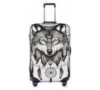 Wolves And Dream Catchers02 Housse de protection élastique lavable pour valise de voyage anti-rayures, blanc, Medium