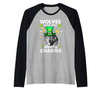 Wolves are My Lucky Charms St Patricks Day Irish Wolf Manche Raglan
