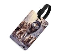 Wolves Family - Étiquettes de bagage avec carte d'identité, étiquettes de sac de voyage durables, étanches pour valises, sacs à dos et valises de voyage, style noir