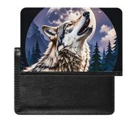 Wolves Howl at The Moon Étui portefeuille de voyage sécurisé en cuir synthétique pour cartes de crédit et passeport pour homme et femme, blanc, taille unique, moderne, blanc, Taille unique, Moderne