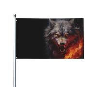 Wolves in the Flame Roar Drapeau de jardin décoratif d'extérieur 0,9 x 1,5 m - Bannière de cour en polyester durable avec œillets en laiton