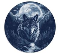 Wolves in The Moonlight 1000 Pièces Puzzle Rond Cadeau Classiques Puzzle Circulaire Impossible Adulte 1000pcs (67.5x67.5cm)