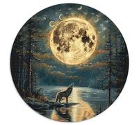 Wolves in The Moonlight 1000 Pièces Puzzle Rond Cadeau Classiques Puzzle Circulaire Unique Adulte 1000pcs (67.5x67.5cm)