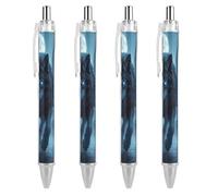 Wolves London Street Lot de 4 stylos à bille rétractables pour la maison et le bureau Noir 0,5 mm