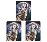 Wolves Lot de 3 désodorisants carrés à suspendre pour voiture, maison, bureau, style gris