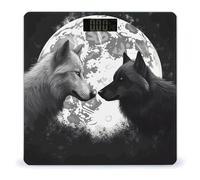 Wolves Love Under The Moon Balance de salle de bain en forme d'animal sauvage pour le corps Impression UV Balance de salle de bain de haute précision, Grands chiffres clairs améliorés, élégante pour