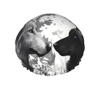 Wolves Love Under The Moon Bonnet de douche réutilisable et imperméable pour homme et femme Bande élastique Double couche Lavable Pour toutes les coiffures Facile à transporter