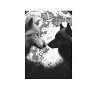 Wolves Love Under The Moon Drapeaux d'animaux sauvages pour l'extérieur 6 x 0,9 m - Drapeau de jardin vertical double face - Bannière de vacances avec œillets - Drapeau de maison pour pelouse, porche