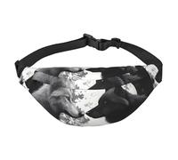 Wolves Love Under The Moon Sac banane à bandoulière pour homme et femme avec sangle réglable pour l'extérieur, la randonnée, le cyclisme, noir, 1, Noir , Taille unique