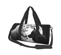 Wolves Love Under The Moon Sac de sport en toile pour homme et femme Motif animal sauvage Noir Taille unique, Noir , Taille unique
