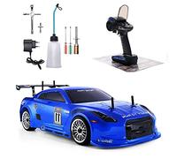 WOLWES 1/10 Véhicule Professionnel télécommandé à Grande Vitesse à dérive à l'azote 4WD 80 KM/H Châssis en métal Camion RC à Essence 2.4G Nitro Rc Buggy Adulte Enfants Jouet Cadeau Voitures RC