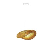 WOLWES Bambou Tissage À La Main Pendentif Lumière 40 cm Suspendu LED Plafonnier Lustre Luminaire Rotin Artisanat Tissé Maison Chambre Décor (Size : 60cm)