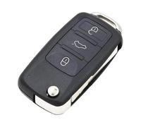 WOLWES Boutons Coque Clé Compatible avec VW pour Touareg 2004 2005 2006 2007 2008 2009 2010 2011 1 Pièces 4 Boutons Pliable Coque De Clé De Voiture Boîtier De Clé À Distance
