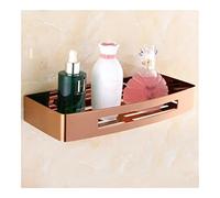 WOLWES Étagère flottante de salle de bain - Étagère d'angle carrée pour salle de bain - Porte-savon - Organiseur de shampooing - Étagère murale à épices de cuisine - Or rose - Un niveau