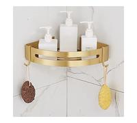 WOLWES Étagères flottantes d'angle de bain - Étagère murale de salle de bain - En aluminium brossé doré - Support pour shampooing, cosmétiques, gel douche - Antirouille - Solide et compacte - Or