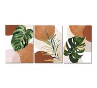 WoLWEs Photo D'Art-3 Pieces Neutral Gold Plant Leaf Art Prints Boho Terracotta Shapes Canvas Poster Minimalist Painting Wall Décor Picture For Living Room-30 * 50Cm/12 * 20 Pouces (Pas de Cadre)