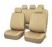 WOLWES Voiture Housses De Siège pour Nissan X-Trail X Trail T33 T32 T31 T30 2001-2024, Ensemble CompletAvant Et Arrière étanche Cuir Confortable Respirant Couvre-Siège Accessoires,B/Beige