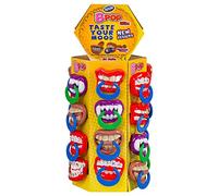 WOM Bpop Mix | Sucettes Saveur Fraise avec Forme Bouche Drôle | Tour 24 Sucettes Bonbons | 4 Modèles de Bouche | Sucettes à Bonbons Fraise de 15 g.