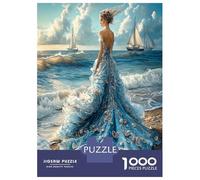 Woman Dress Sea 1000 Pièces Coffret Puzzle Grâce éthérée côtière Puzzle Classique Carton Solide - Ultra Dur pour Couples, Top Noté, Activité Parfaite À La Maison 38x26cm/1000pcs
