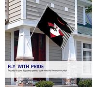 Woman Flag 3x5 FT Modern Fashion Women Girl in Cool Red Black Hat Stripes Outdoor Flags Large Welcome Yard Banners Home Garden Yard Lawn Decor