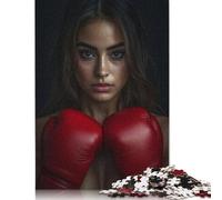 Woman in Boxing Gloves Puzzles 1000 Pieces Cadeau Unique Jeu Éducatif Challenge Toy À De Qualité Supérieure Peinture Art pour Adultes Enfants 1000pcs (75x50cm)