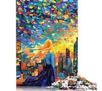 Woman in Cityscape Puzzle 1000 Pieces Cadeau Unique Jeu Éducatif Défi Jouet À De Qualité Supérieure Peinture Art pour Adultes Et Enfants À Partir De 14 Ans 1000pcs (75x50cm)