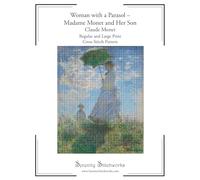 Woman with a Parasol - Madame Monet and Her Son Cross Stitch Pattern - Claude Monet: Regular and Large Print Cross Stitch Pattern
