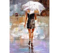 Woman With Umbrella City XL Giant Panel Poster (8 Sections) Femme Parapluie Ville Affiche
