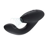 Womanizer DUO 1 Vibromasseur Rabbit & Stimulateur de point G avec ventouse clitoridienne, double stimulation avec 12 niveaux d'intensité chacun, Black Gold