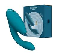 Womanizer Duo 2 Stimulateur féminin clitoridien | Vibromasseur stimulation double clitoris et point G | Suceur de clitoris avec vibro point G | Sex Toy 14 niveaux de puissance | Bleu pétrole