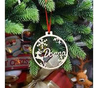 WOMB Boule De Noël Personnalisable,Boule De Noël Personnalisable en Bois,Déco De Noël Découpée Laser avec Prénom Personnalisé, Ornements De Noël à Nom Personnalisé (XF6,1pcs)