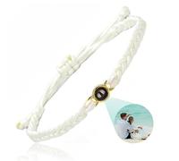 WOMB Bracelet avec Photo Personnalisé,Bracelet Personnalisé Femme,Bracelet Photo Personnalisé,Bracelet Photo Personnalisé Rond,Bracelet Photo,Bracelet Femme Personnalisé (White Rope,One Size)