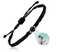 WOMB Bracelet avec Photo Personnalisé,Bracelet Personnalisé Femme,Bracelet Photo Personnalisé,Bracelet Photo Personnalisé Rond,Bracelet Photo,Bracelet Femme Personnalisé (Black Rope,One Size)
