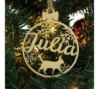 WOMB Deco Noel Maison, Prénom en Bois Personnalisé, Boule De Noël Personnalisable en Bois (XF7, 1pcs)