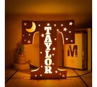 WOMB LED personnalisé prénom,Lettre Lumineuse,Lettres Lumières Personnalisés Prenom Alphabet Lumineux Lampe LED en Bois Gravé Mur (28cm-T,16 Colors Lights)