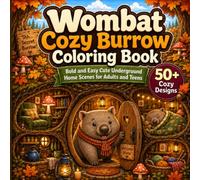Wombat Cozy Burrow Coloring Book: Bold and Easy Cute Underground Home Scenes for Adults and Teens