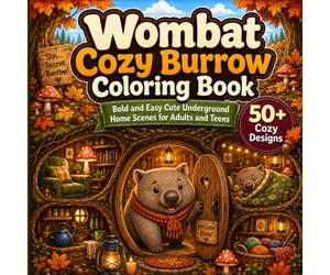 Wombat Cozy Burrow Coloring Book: Bold and Easy Cute Underground Home Scenes for Adults and Teens