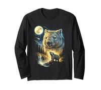 Wombat Howling to The Moon Meme Funny 90's Wombat Animal Manche Longue