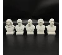 Womeet Statue de Philosophie Française Buste Sculpture, Impression 3D Collection Descartes Montesquieu Foucault Voltaire Rousseau Figurine pour Salon Maison Bureau Décor 10 cm (5 pièces)