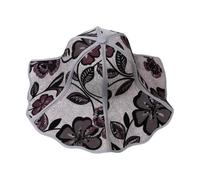 Women 2 In 1 Hand Fan Sun Hat Foldable Floral Printed Linen UV Beach Cap